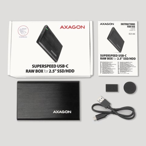 AXAGON Screwless aluminum USB 3.2 Gen 1 - SATA 6G external box for 2.5" SSD/HDD AXAGON Screwless aluminum USB 3.2 Gen 1 - SATA 6G external box for 2.5" SSD/HDD