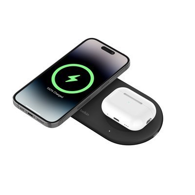 Belkin | 2-in-1 Wireless Magnetic Charging Station with Qi2 (15W) | WIZ021vfBK Belkin | 2-in-1 Wireless Magnetic Charging Station with Qi2 (15W) | WIZ021vfBK