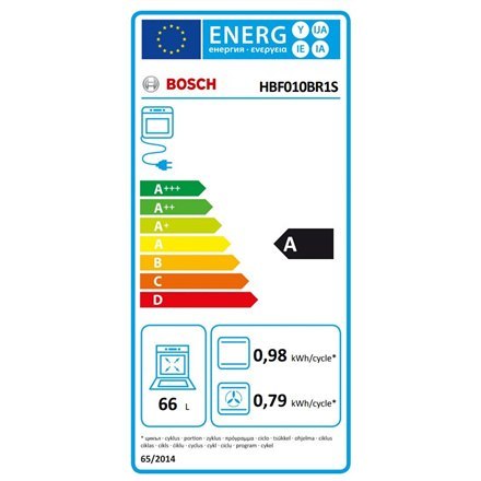 Bosch | Piekarnik | HBF010BR1S | 66 L | A | Wielofunkcyjny | Ręczny | Wysokość 59,5 cm | Szerokość 59,4 cm | Stal szlachetna Bosch | Piekarnik | HBF010BR1S | 66 L | A | Wielofunkcyjny | Ręczny | Wysokość 59,5 cm | Szerokość 59,4 cm | Stal szlachetna