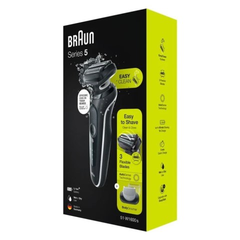 Braun Shaver 51-W1600s Operating time (max) 50 min Wet & Dry Black/White Braun Shaver 51-W1600s Operating time (max) 50 min Wet & Dry Black/White