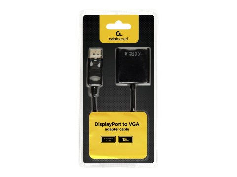Cablexpert | 15 pin HD D-Sub (HD-15) | żeński | 20 pin DisplayPort | męski | czarny | 0,15 m Cablexpert | 15 pin HD D-Sub (HD-15) | żeński | 20 pin DisplayPort | męski | czarny | 0,15 m