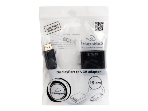 Cablexpert | 15 pin HD D-Sub (HD-15) | żeński | 20 pin DisplayPort | męski | czarny | 0,15 m Cablexpert | 15 pin HD D-Sub (HD-15) | żeński | 20 pin DisplayPort | męski | czarny | 0,15 m