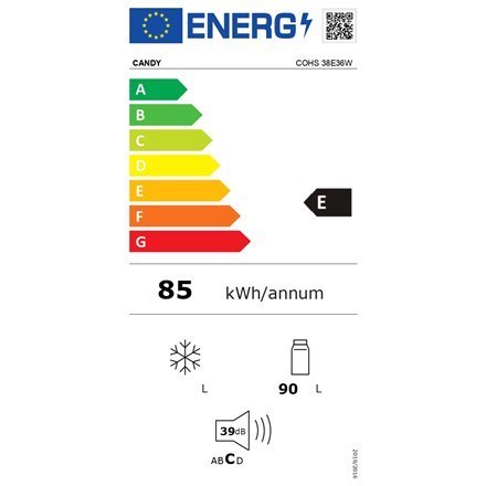 Candy | Lodówka | COHS 38E36W | Klasa efektywności energetycznej E | Wolnostojąca | Spiżarnia | Wysokość 85 cm | Pojemność chłod Candy | Lodówka | COHS 38E36W | Klasa efektywności energetycznej E | Wolnostojąca | Spiżarnia | Wysokość 85 cm | Pojemność chłod