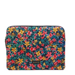 Casyx | Pasuje do rozmiaru 13"/14"| Casyx dla MacBook | SLVS-000023 | Rękaw | Płótno Kwiaty Ciemny | Wodoodporny
