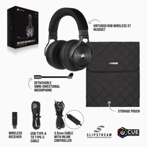 Corsair | High-Fidelity Gaming Headset | VIRTUOSO RGB WIRELESS XT | Wireless/Wired | Over-Ear | Wireless | Black Corsair | High-Fidelity Gaming Headset | VIRTUOSO RGB WIRELESS XT | Wireless/Wired | Over-Ear | Wireless | Black