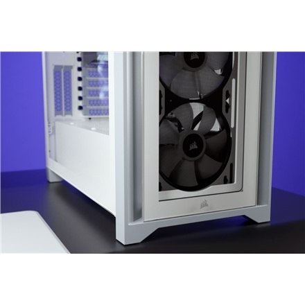 Corsair | Obudowa Mid-Tower ATX ze szkłem hartowanym | iCUE 4000X RGB | Okno boczne | Mid-Tower | Biały | Zasilacz w zestawie Ni