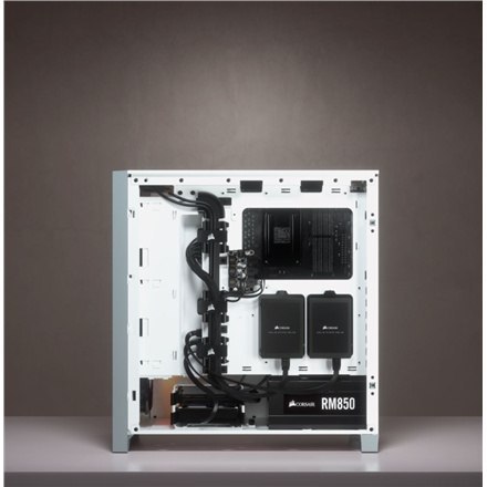Corsair | Obudowa Mid-Tower ATX ze szkłem hartowanym | iCUE 4000X RGB | Okno boczne | Mid-Tower | Biały | Zasilacz w zestawie Ni