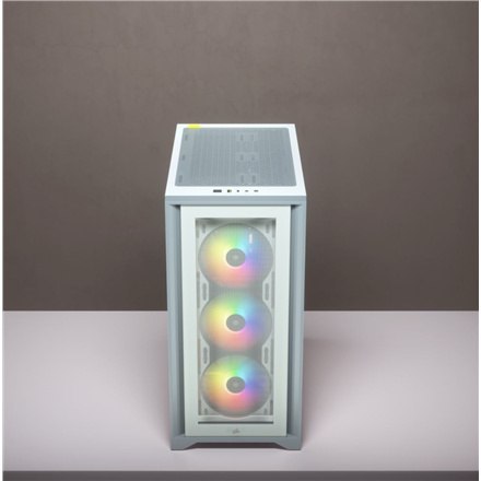 Corsair | Obudowa Mid-Tower ATX ze szkłem hartowanym | iCUE 4000X RGB | Okno boczne | Mid-Tower | Biały | Zasilacz w zestawie Ni