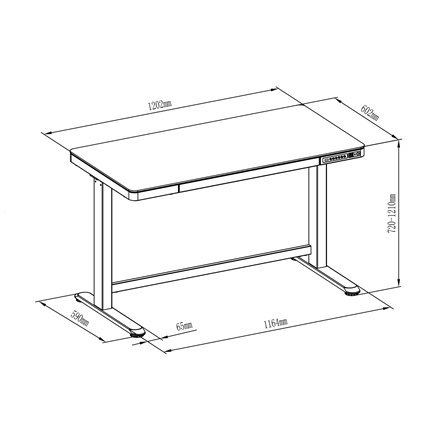 Digitus | Biurko z elektryczną regulacją wysokości | 72 - 121 cm | Maksymalne obciążenie 50 kg | Metal | Biały Digitus | Biurko z elektryczną regulacją wysokości | 72 - 121 cm | Maksymalne obciążenie 50 kg | Metal | Biały