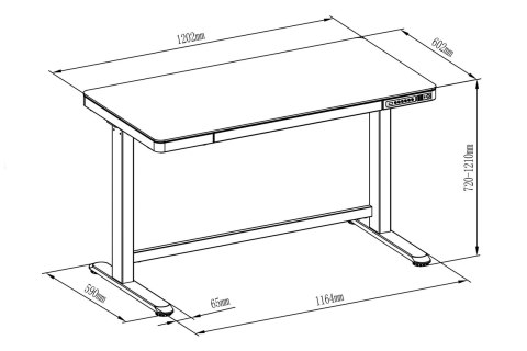 Digitus | Biurko z elektryczną regulacją wysokości | 72 - 121 cm | Maksymalne obciążenie 50 kg | Metal | Biały Digitus | Biurko z elektryczną regulacją wysokości | 72 - 121 cm | Maksymalne obciążenie 50 kg | Metal | Biały