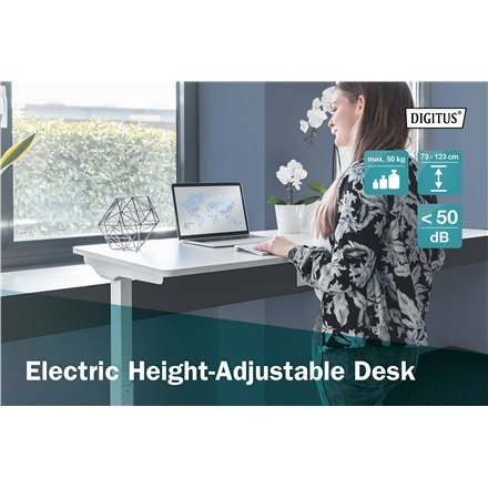 Digitus | Biurko z elektryczną regulacją wysokości | 73 - 123 cm | Maksymalne obciążenie 50 kg | Metal | Biały Digitus | Biurko z elektryczną regulacją wysokości | 73 - 123 cm | Maksymalne obciążenie 50 kg | Metal | Biały