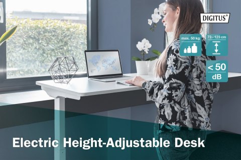 Digitus | Biurko z elektryczną regulacją wysokości | 73 - 123 cm | Maksymalne obciążenie 50 kg | Metal | Biały Digitus | Biurko z elektryczną regulacją wysokości | 73 - 123 cm | Maksymalne obciążenie 50 kg | Metal | Biały