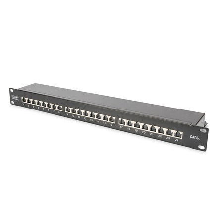 Digitus | Patch Panel | CAT 6A | RJ45, 8P8C | m | Ekranowanie RJ45 (brąz cynowany) | Odpowiedni do montażu w szafie 483 mm (19") Digitus | Patch Panel | CAT 6A | RJ45, 8P8C | m | Ekranowanie RJ45 (brąz cynowany) | Odpowiedni do montażu w szafie 483 mm (19")