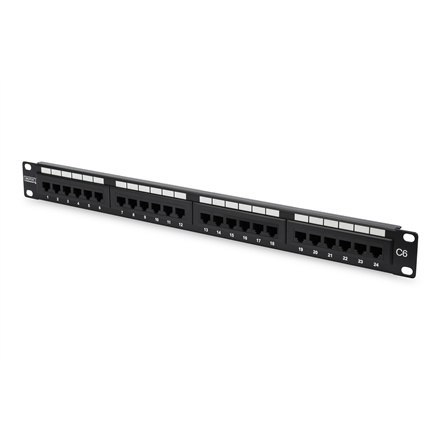 Digitus | Patch Panel | DN-91624U | Czarny | Kategoria: CAT 6; Porty: 24 x RJ45; Siła mocowania: 7,7 kg; Siła wkładania: maks. 3 Digitus | Patch Panel | DN-91624U | Czarny | Kategoria: CAT 6; Porty: 24 x RJ45; Siła mocowania: 7,7 kg; Siła wkładania: maks. 3