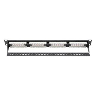Digitus | Patch Panel | DN-91624U | Czarny | Kategoria: CAT 6; Porty: 24 x RJ45; Siła mocowania: 7,7 kg; Siła wkładania: maks. 3