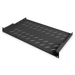 Digitus | Półka stała do szaf rack | DN-19 TRAY-1-SW | Czarny | Półki do montażu stałego można łatwo zainstalować na dwóch przed