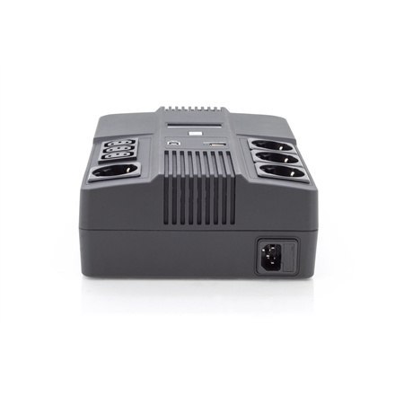 Digitus | UPS All-in-One | UPS All-in-One, 600VA/360W, LED 12V/7Ah x1, 4x CEE 7/7, 3x IEC C13, USB, RJ45 | 600 VA | 360 W Digitus | UPS All-in-One | UPS All-in-One, 600VA/360W, LED 12V/7Ah x1, 4x CEE 7/7, 3x IEC C13, USB, RJ45 | 600 VA | 360 W