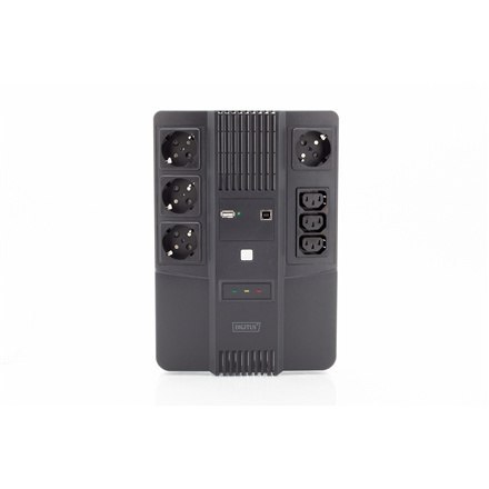 Digitus | UPS All-in-One | UPS All-in-One, 600VA/360W, LED 12V/7Ah x1, 4x CEE 7/7, 3x IEC C13, USB, RJ45 | 600 VA | 360 W Digitus | UPS All-in-One | UPS All-in-One, 600VA/360W, LED 12V/7Ah x1, 4x CEE 7/7, 3x IEC C13, USB, RJ45 | 600 VA | 360 W