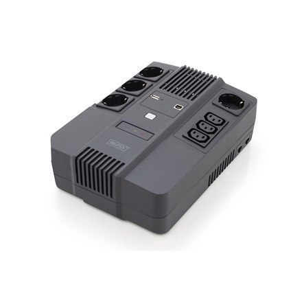 Digitus | UPS All-in-One | UPS All-in-One, 600VA/360W, LED 12V/7Ah x1, 4x CEE 7/7, 3x IEC C13, USB, RJ45 | 600 VA | 360 W Digitus | UPS All-in-One | UPS All-in-One, 600VA/360W, LED 12V/7Ah x1, 4x CEE 7/7, 3x IEC C13, USB, RJ45 | 600 VA | 360 W