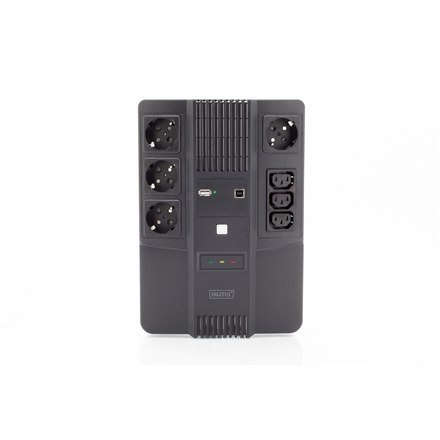 Digitus | UPS All-in-One | UPS All-in-One, 600VA/360W, LED 12V/7Ah x1, 4x CEE 7/7, 3x IEC C13, USB, RJ45 | 600 VA | 360 W Digitus | UPS All-in-One | UPS All-in-One, 600VA/360W, LED 12V/7Ah x1, 4x CEE 7/7, 3x IEC C13, USB, RJ45 | 600 VA | 360 W