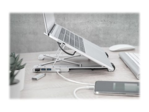 Digitus | Variable Notebook Stand with integrated USB-C Hub, 5 Port | DA-90424 Digitus | Variable Notebook Stand with integrated USB-C Hub, 5 Port | DA-90424
