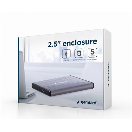 Gembird | Obudowa pamięci masowej | EE2-U3S-3-LG | Dysk twardy | 2,5" | SATA 6 Gb/s | USB 3.0 Gembird | Obudowa pamięci masowej | EE2-U3S-3-LG | Dysk twardy | 2,5" | SATA 6 Gb/s | USB 3.0