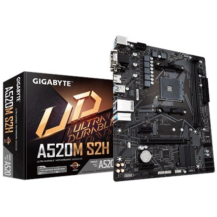 Gigabyte | A520M S2H 1.0 | Rodzina procesorów AMD | Gniazdo procesora AM4 | DDR4 DIMM | Gniazda pamięci 2 | Chipset AMD A | Micr Gigabyte | A520M S2H 1.0 | Rodzina procesorów AMD | Gniazdo procesora AM4 | DDR4 DIMM | Gniazda pamięci 2 | Chipset AMD A | Micr