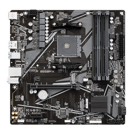 Gigabyte | B550M K 1.0 M/B | Rodzina procesorów AMD | Gniazdo procesora AM4 | DDR4 DIMM | Gniazda pamięci 4 | Obsługiwane interf Gigabyte | B550M K 1.0 M/B | Rodzina procesorów AMD | Gniazdo procesora AM4 | DDR4 DIMM | Gniazda pamięci 4 | Obsługiwane interf
