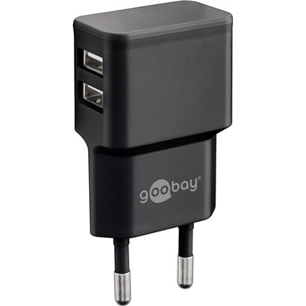Goobay | 4-pinowe USB typu A | Europlug (zasilanie CEE 7/16) | Czarny | 12 Watt Goobay | 4-pinowe USB typu A | Europlug (zasilanie CEE 7/16) | Czarny | 12 Watt