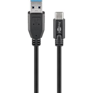 Goobay | Kabel USB-C | Męski | 24-pinowy USB-C | Męski | 9-pinowy USB Typu A | Czarny | 50 cm