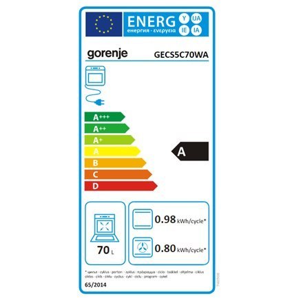 Gorenje | Kuchenka | GECS5C70WA | Typ płyty Vitroceramic | Typ piekarnika Electric | Biały | Szerokość 50 cm | Grillowanie | LED Gorenje | Kuchenka | GECS5C70WA | Typ płyty Vitroceramic | Typ piekarnika Electric | Biały | Szerokość 50 cm | Grillowanie | LED