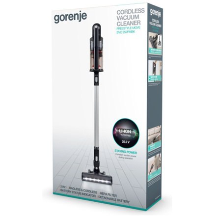 Gorenje | Odkurzacz Handstick 2w1 | SVC252FMBK | Praca bezprzewodowa | Handstick i ręczny | 35 W | 25,2 V | Czas pracy (maks.) 4