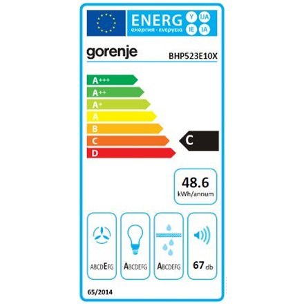 Gorenje | Okap | BHP523E10X | Klasa efektywności energetycznej C | Teleskopowy | Szerokość 50 cm | 322 m³/h | Sterowanie mechani Gorenje | Okap | BHP523E10X | Klasa efektywności energetycznej C | Teleskopowy | Szerokość 50 cm | 322 m³/h | Sterowanie mechani