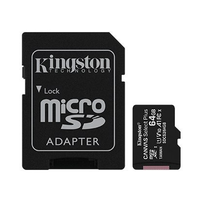 Kingston Canvas Select | Karta pamięci flash | 64 GB | Karta pamięci microSDXC UHS-I | Klasa prędkości A1 / Klasa wideo V10 / UH Kingston Canvas Select | Karta pamięci flash | 64 GB | Karta pamięci microSDXC UHS-I | Klasa prędkości A1 / Klasa wideo V10 / UH