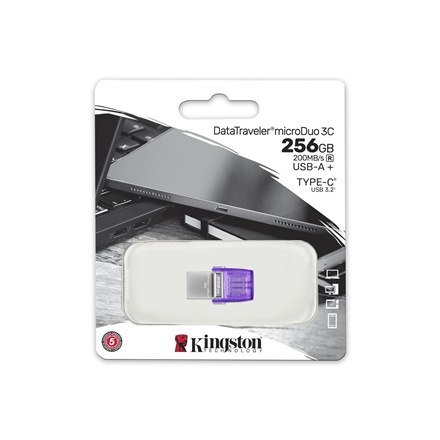Kingston | DataTraveler | DT Micro Duo 3C | 256 GB | USB Type-C i Type-A | Fioletowy Kingston | DataTraveler | DT Micro Duo 3C | 256 GB | USB Type-C i Type-A | Fioletowy