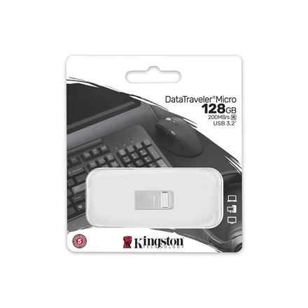 Kingston | USB 3.2 Flash Drive | DataTraveler micro | 128 GB | USB 3.2 | Silver Kingston | USB 3.2 Flash Drive | DataTraveler micro | 128 GB | USB 3.2 | Silver