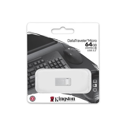 Kingston | USB 3.2 Flash Drive | DataTraveler micro | 64 GB | USB 3.2 | Silver Kingston | USB 3.2 Flash Drive | DataTraveler micro | 64 GB | USB 3.2 | Silver