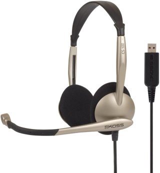 Koss | Słuchawki | CS100USB | Przewodowe | Nauszne | Mikrofon | Redukcja szumów | Złote