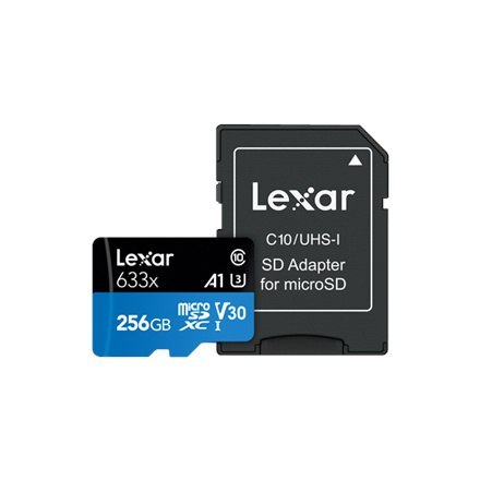 Lexar | Wydajna karta micro SDXC 256 GB | UHS-I 633x | Klasa 10, U3, V30, A1 | Szybkość odczytu do 100 MB/s, zapisu do 45 MB/s | Lexar | Wydajna karta micro SDXC 256 GB | UHS-I 633x | Klasa 10, U3, V30, A1 | Szybkość odczytu do 100 MB/s, zapisu do 45 MB/s |