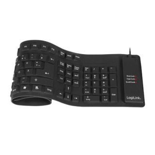 Logilink | Elastyczna wodoodporna klawiatura USB + PS/2 | ID0019A | Elastyczna klawiatura | Przewodowa | DE | Czarna