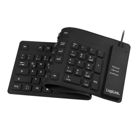 Logilink | Elastyczna wodoodporna klawiatura USB + PS/2 | ID0019A | Elastyczna klawiatura | Przewodowa | DE | Czarna Logilink | Elastyczna wodoodporna klawiatura USB + PS/2 | ID0019A | Elastyczna klawiatura | Przewodowa | DE | Czarna