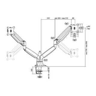 Logilink BP0043 Uchwyt biurkowy na dwa monitory, 13"-32", sprężyna gazowa, aluminium | Logilink