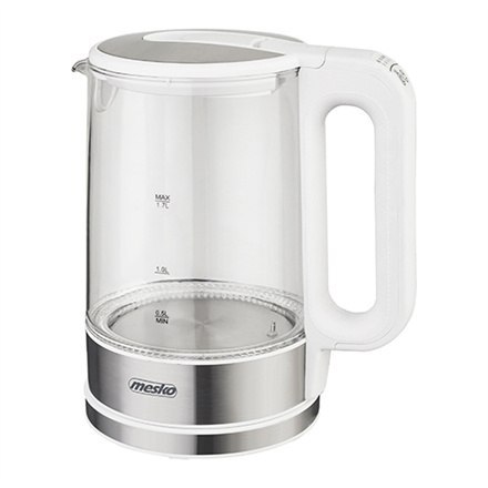 Mesko | Czajnik | MS 1301w | Elektryczny | 1850 W | 1,7 L | Szkło/stal nierdzewna | Podstawa obrotowa 360° | Biały Mesko | Czajnik | MS 1301w | Elektryczny | 1850 W | 1,7 L | Szkło/stal nierdzewna | Podstawa obrotowa 360° | Biały