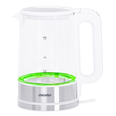 Mesko | Czajnik | MS 1301w | Elektryczny | 1850 W | 1,7 L | Szkło/stal nierdzewna | Podstawa obrotowa 360° | Biały Mesko | Czajnik | MS 1301w | Elektryczny | 1850 W | 1,7 L | Szkło/stal nierdzewna | Podstawa obrotowa 360° | Biały