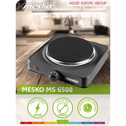 Mesko | Płyta | MS 6508 | Liczba palników/stref gotowania 1 | Obrotowa | Czarna | Elektryczna Mesko | Płyta | MS 6508 | Liczba palników/stref gotowania 1 | Obrotowa | Czarna | Elektryczna