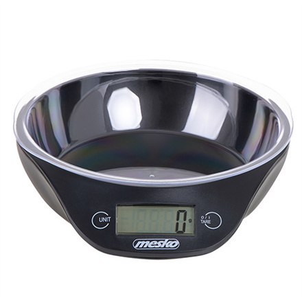 Mesko | Waga kuchenna z miską | MS 3164 | Maksymalna waga (udźwig) 5 kg | Podziałka 1 g | Typ wyświetlacza LCD | Czarny Mesko | Waga kuchenna z miską | MS 3164 | Maksymalna waga (udźwig) 5 kg | Podziałka 1 g | Typ wyświetlacza LCD | Czarny