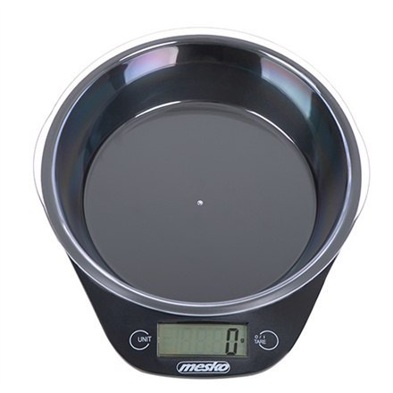Mesko | Waga kuchenna z miską | MS 3164 | Maksymalna waga (udźwig) 5 kg | Podziałka 1 g | Typ wyświetlacza LCD | Czarny Mesko | Waga kuchenna z miską | MS 3164 | Maksymalna waga (udźwig) 5 kg | Podziałka 1 g | Typ wyświetlacza LCD | Czarny