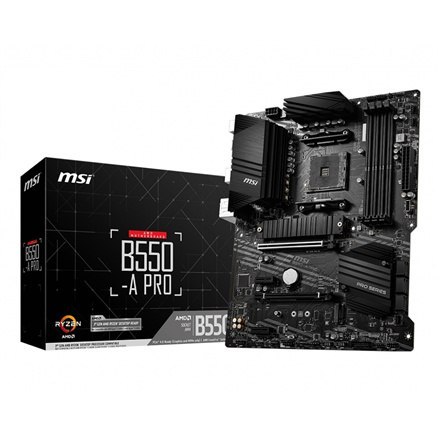 MSI | B550-A PRO | Gniazdo procesora Socket AM4 | Typ chipsetu AMD B550 | Obsługiwana technologia pamięci RAM DDR4 SDRAM MSI | B550-A PRO | Gniazdo procesora Socket AM4 | Typ chipsetu AMD B550 | Obsługiwana technologia pamięci RAM DDR4 SDRAM