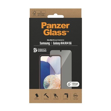 PanzerGlass | Ochraniacz ekranu - szkło | Samsung Galaxy A14 5G | Silikon, szkło hartowane, politereftalan etylenu (PET) | Przez PanzerGlass | Ochraniacz ekranu - szkło | Samsung Galaxy A14 5G | Silikon, szkło hartowane, politereftalan etylenu (PET) | Przez