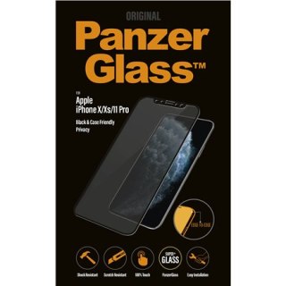 PanzerGlass | Ochraniacz ekranu - szkło - z filtrem prywatności | Apple iPhone 11 Pro, X, XS | Szkło hartowane | Czarny | Przezr